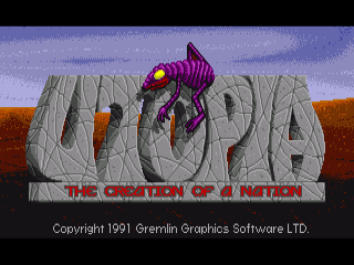 Utopia: The Creation of a Nation title screen for Amiga